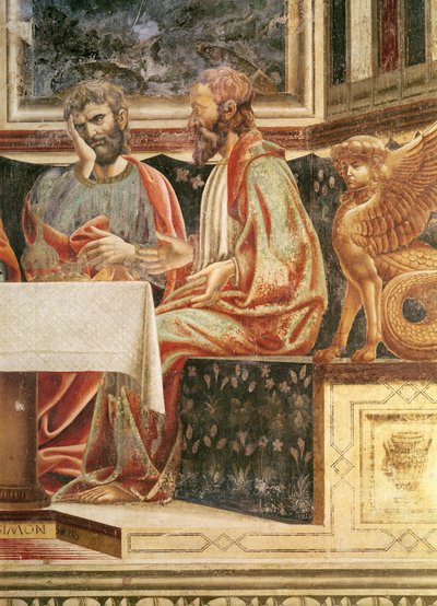 Das letzte Abendmahl, Detail von St. Jakobus dem Jüngeren und St. Simon, ca. 1447 (Detail) von Andrea del Castagno